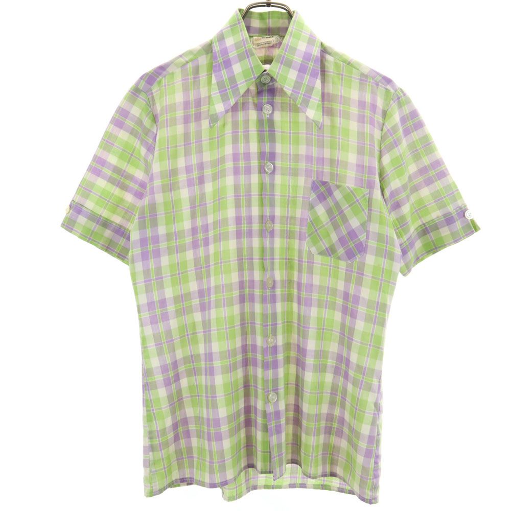 BOUTIQUE ブティック 70s ヴィンテージ 半袖 チェックシャツ 黄緑 他 メンズ