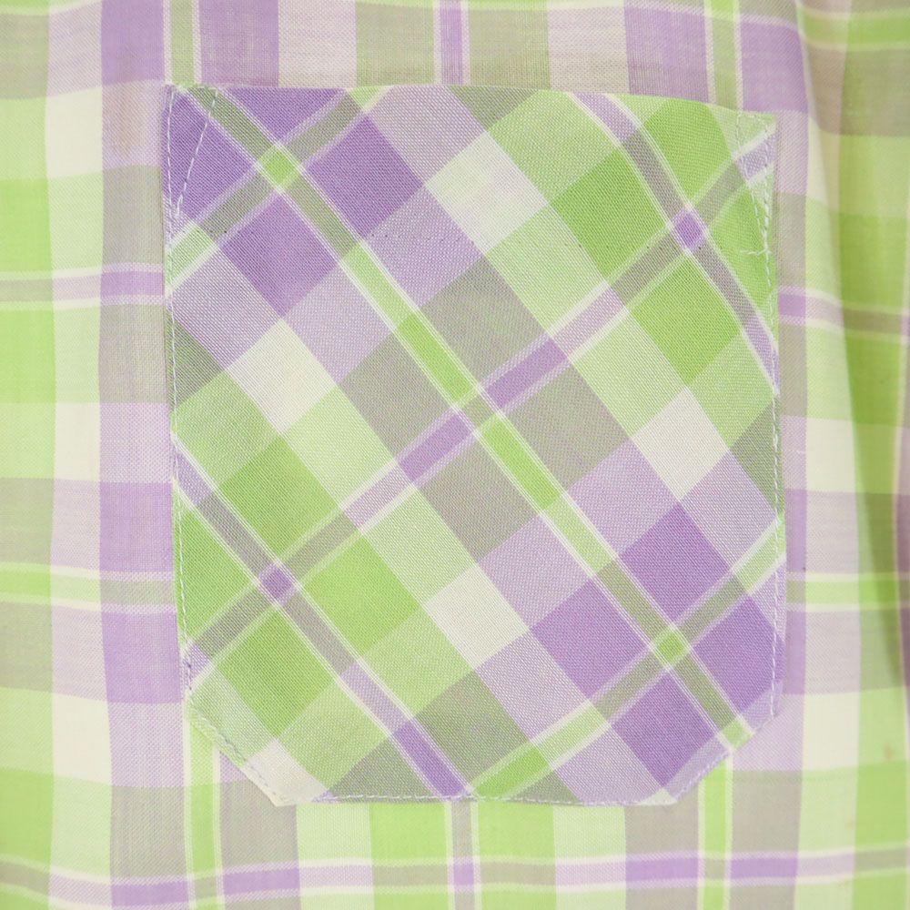 BOUTIQUE ブティック 70s ヴィンテージ 半袖 チェックシャツ 黄緑 他 メンズ