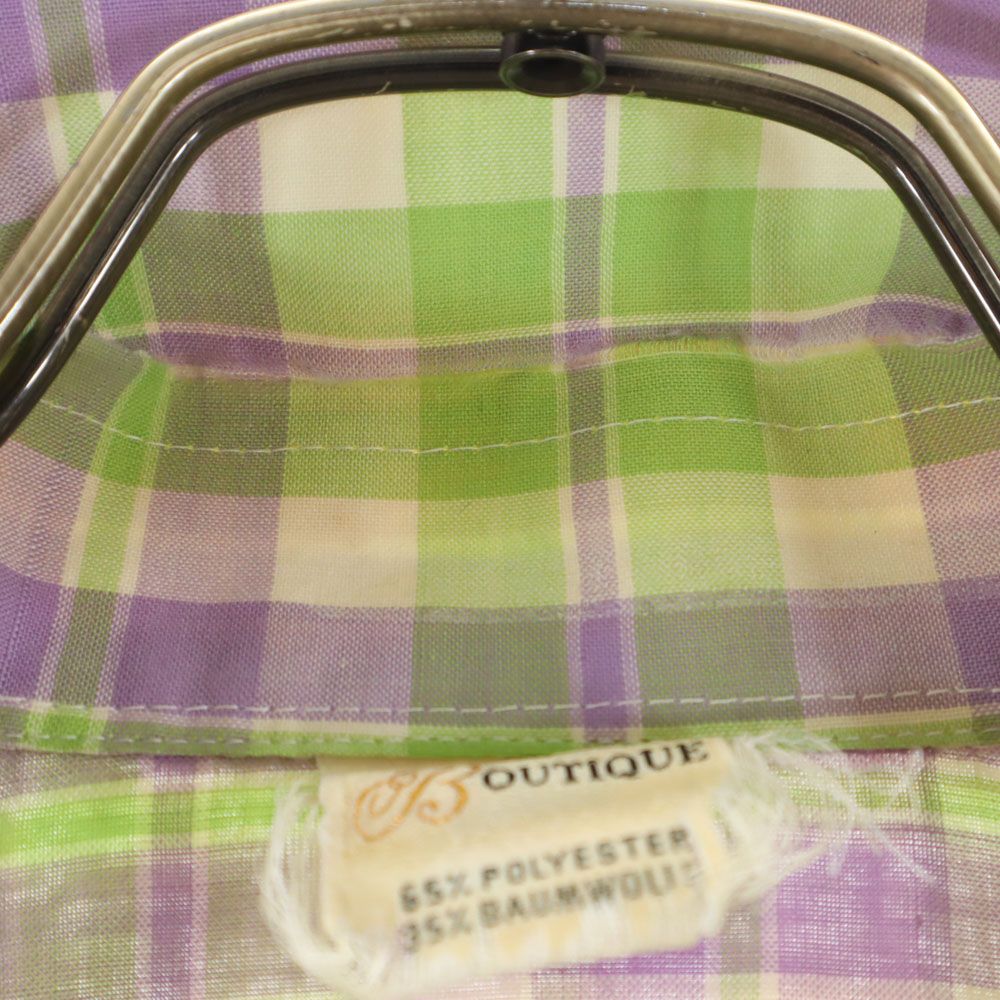 BOUTIQUE ブティック 70s ヴィンテージ 半袖 チェックシャツ 黄緑 他 メンズ
