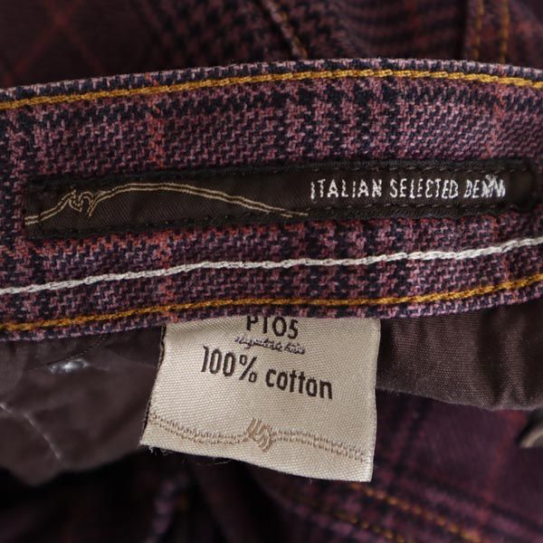 PT05 ピーティーゼロチンクエ グレンチェック クロップドパンツ w28 ピンク系 ボタンフライ メンズ