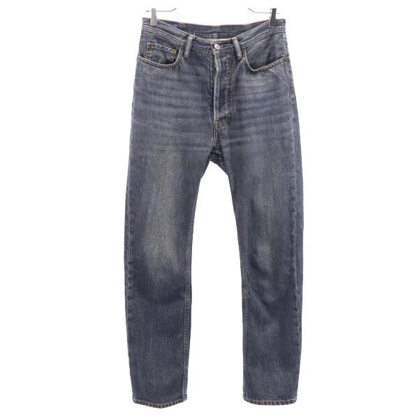 ACNE STUDIOS アクネストゥディオズ BlaKonst イタリア製 ストレートデニムパンツ w24 ブラック系 ボタンフライ ジーパン レディース