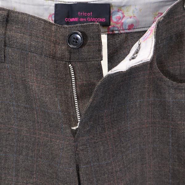 tricot COMME des GARCONS トリココムデギャルソン 2012年 ウール 日本製 チェック柄 ロングパンツ M 茶系 メンズ
