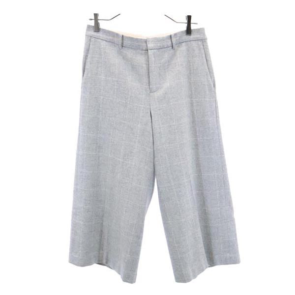 Mackintosh マッキントッシュ ウールブレンド チェック柄 ガウチョパンツ 40 グレー ワイド レディース