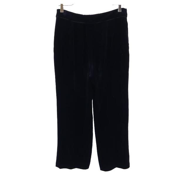 GIORGIO ARMANI ジョルジオアルマーニ ベロア調 ロングパンツ 40 ブラック レディース