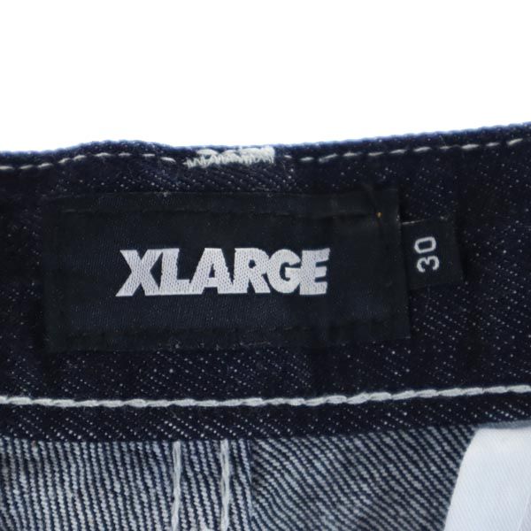 XLARGE エクストララージ ヒッコリー ストレートデニムパンツ W30 ネイビー ジーパン メンズ