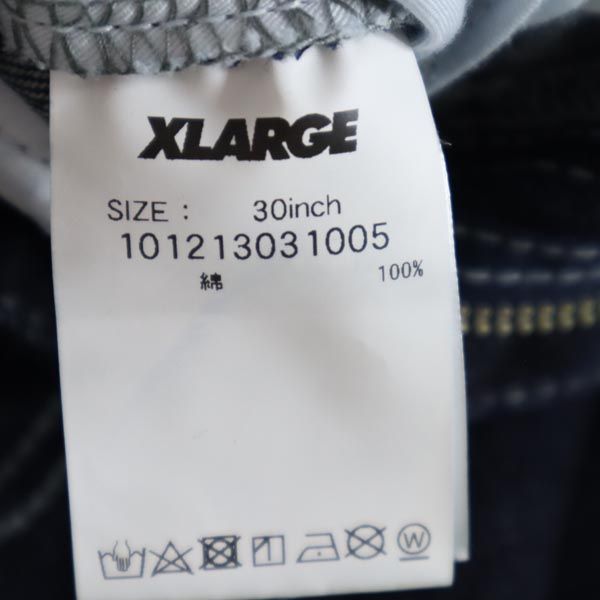 XLARGE エクストララージ ヒッコリー ストレートデニムパンツ W30 ネイビー ジーパン メンズ