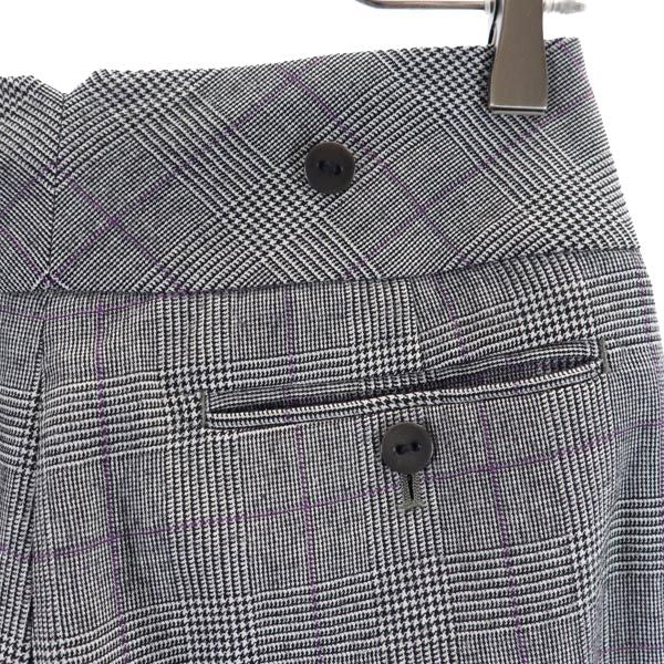 INCOTEX インコテックス 日本製 ウール チェック柄 スラックスパンツ 38 グレー系 レディース