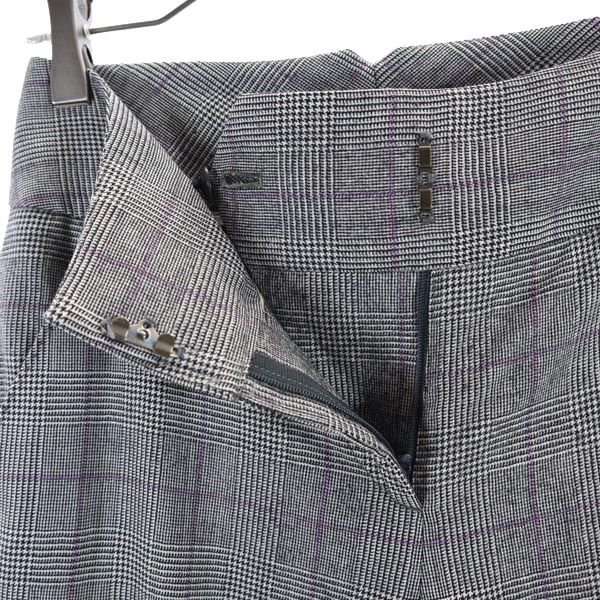 INCOTEX インコテックス 日本製 ウール チェック柄 スラックスパンツ 38 グレー系 レディース