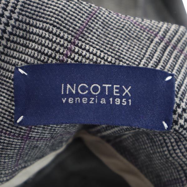 INCOTEX インコテックス 日本製 ウール チェック柄 スラックスパンツ 38 グレー系 レディース