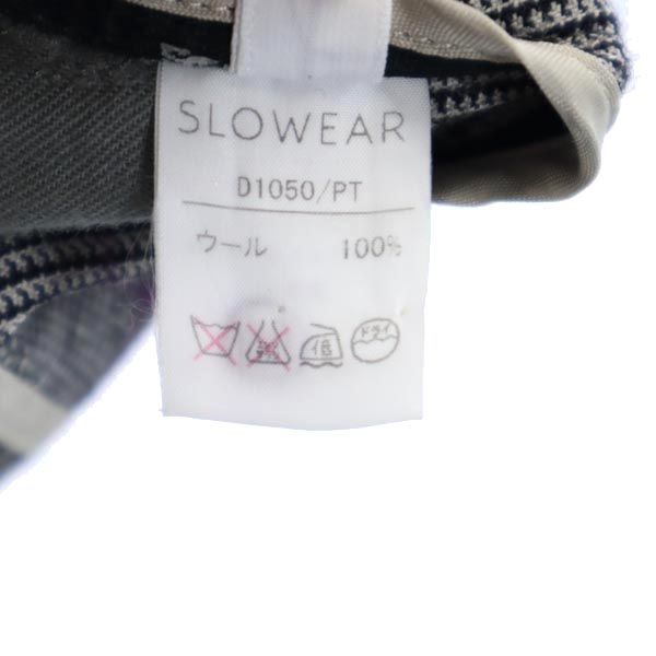 INCOTEX インコテックス 日本製 ウール チェック柄 スラックスパンツ 38 グレー系 レディース