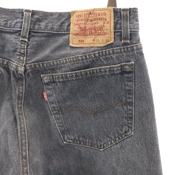 Levi's リーバイス 90s 501 USA製 ストレートデニムパンツ W32 ブラック系 ジーパン ボタンフライ メンズ