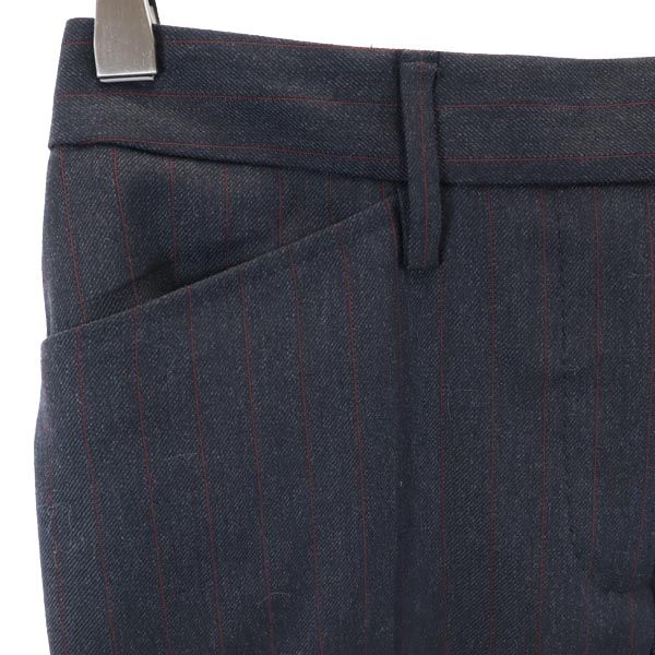 ドルチェアンドガッバーナ イタリア製 ストライプ柄 センタープレス ワイド スラックスパンツ 38 ダークグレー×赤 DOLCE&GABBANA レディース