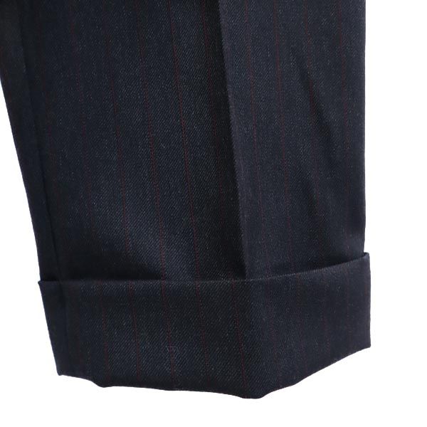 ドルチェアンドガッバーナ イタリア製 ストライプ柄 センタープレス ワイド スラックスパンツ 38 ダークグレー×赤 DOLCE&GABBANA レディース