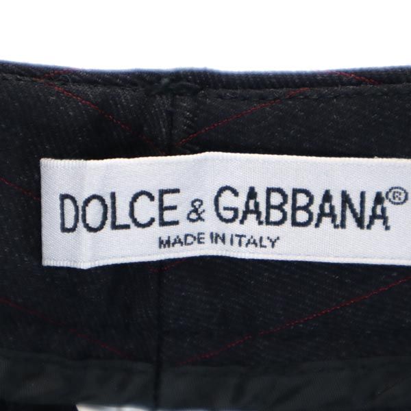 ドルチェアンドガッバーナ イタリア製 ストライプ柄 センタープレス ワイド スラックスパンツ 38 ダークグレー×赤 DOLCE&GABBANA レディース