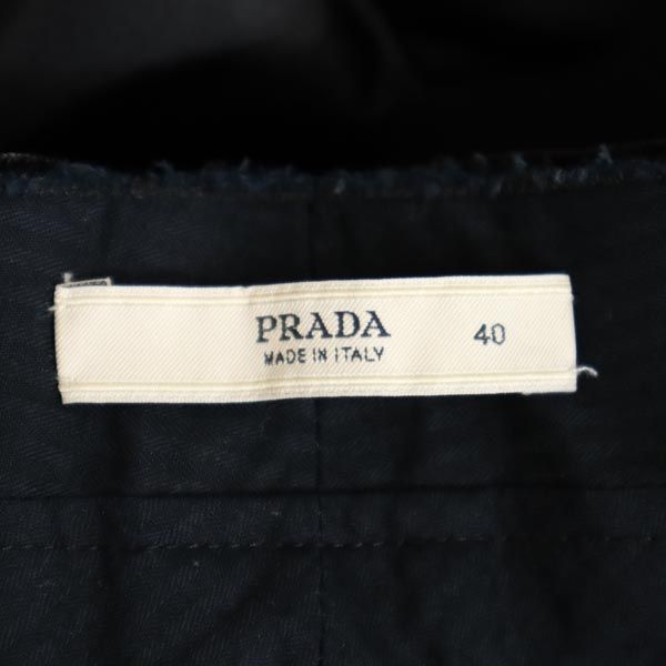 PRADA プラダ イタリア製 シルクブレンド クロップドパンツ 40 黒 サブリナ レディース