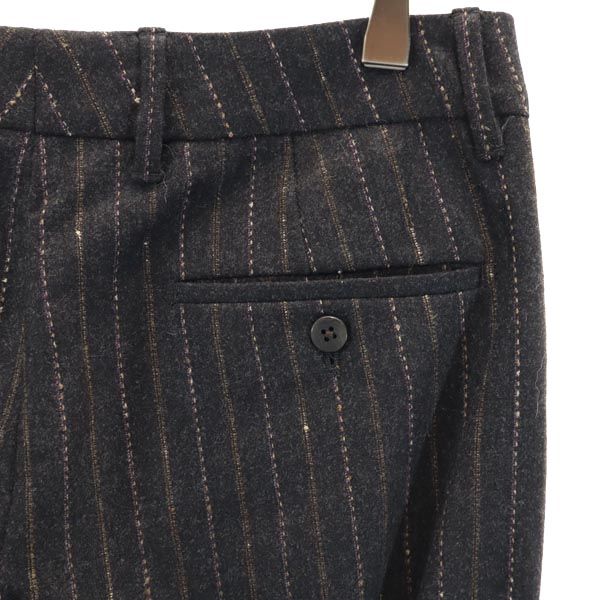 INCOTEX インコテックス 日本製 ウールブレンド ストライプ ロングパンツ 40 ブラウン系 レディース