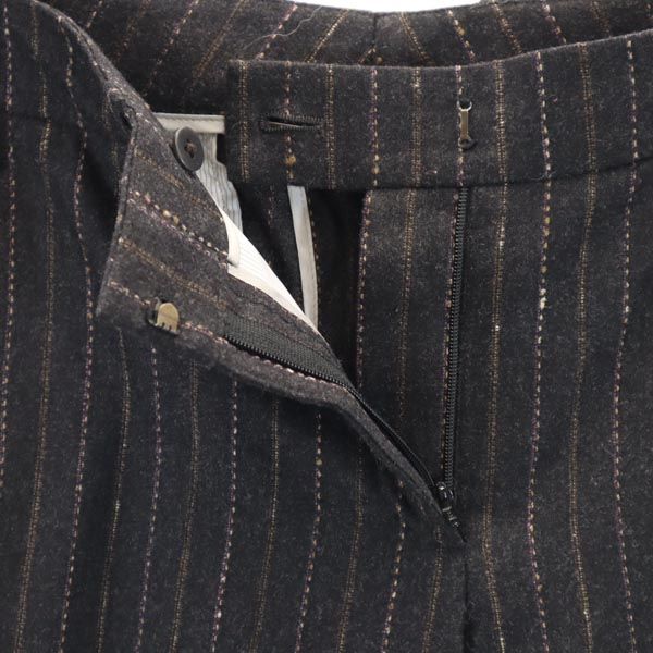 INCOTEX インコテックス 日本製 ウールブレンド ストライプ ロングパンツ 40 ブラウン系 レディース