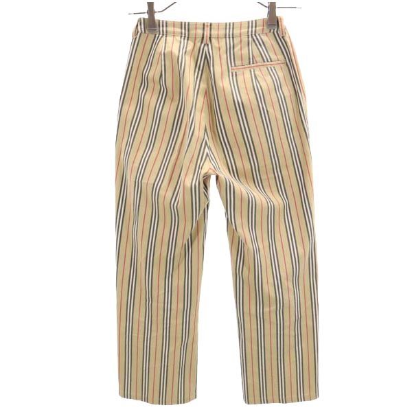 BURBERRY GOLF バーバリーゴルフ 三陽商会 日本製 ストライプ ゴルフ パンツ 7 ベージュ系 レディース
