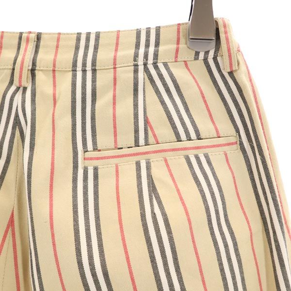 BURBERRY GOLF バーバリーゴルフ 三陽商会 日本製 ストライプ ゴルフ パンツ 7 ベージュ系 レディース