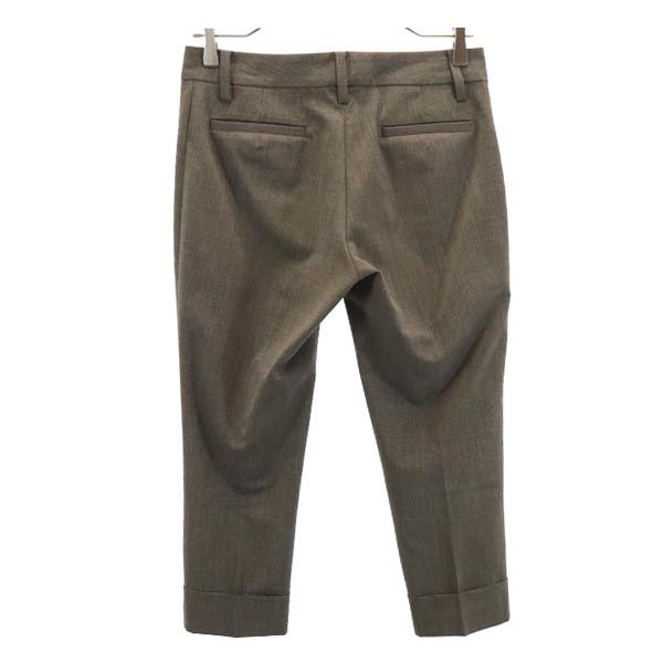 LANVIN ランバン 日本製 クロップド スラックスパンツ 36 ブラウン系 レディース