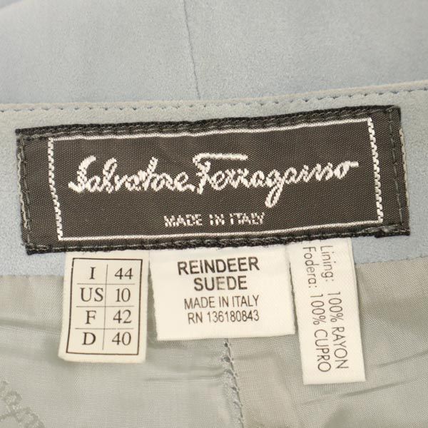 Salvatore Ferragamo サルヴァトーレフェラガモ イタリア製 ロングパンツ US10 ブルー系 サイドジップ レディース