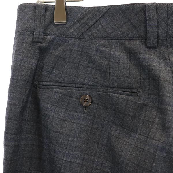 LANVIN ランバン 日本製 ウールブレンド チェック柄 スラックスパンツ 48 グレー メンズ