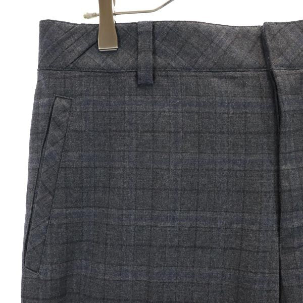 LANVIN ランバン 日本製 ウールブレンド チェック柄 スラックスパンツ 48 グレー メンズ