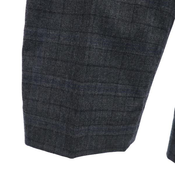 LANVIN ランバン 日本製 ウールブレンド チェック柄 スラックスパンツ 48 グレー メンズ