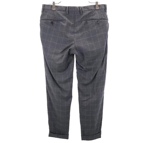PT01 ピーティーゼロウーノ チェック スラックスパンツ 46 グレー メンズ