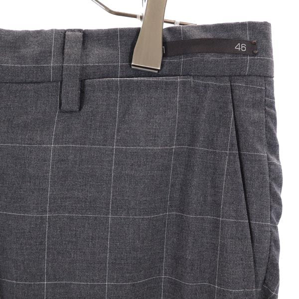 PT01 ピーティーゼロウーノ チェック スラックスパンツ 46 グレー メンズ