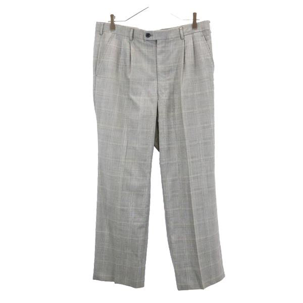 LANVIN ランバン ウールブレンド チェック柄 スラックスパンツ 91 グレー系 メンズ