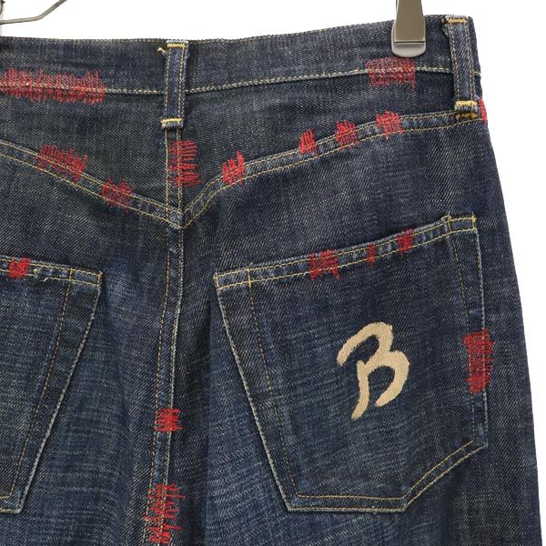 バスストップ デニムパンツ w28(44) ボタンフライ 刺繍入り ジーパン メンズ
