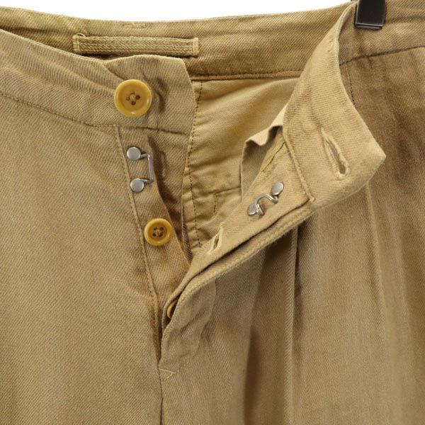 Nigel Cabourn ナイジェルケーボン 日本製 リネンブレンド パンツ 36 ベージュ ボタンフライ メンズ