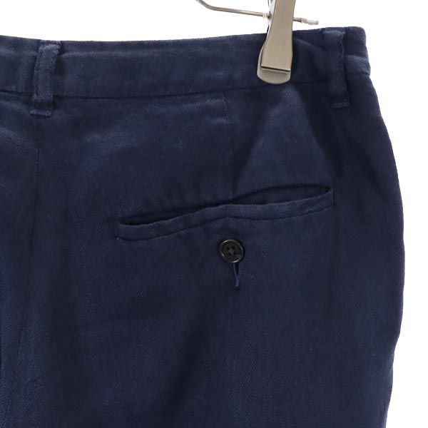 Nigel Cabourn ナイジェルケーボン ウーマン 日本製 リネンブレンド スラックスパンツ 36 ネイビー WOMAN ボタンフライ レディース