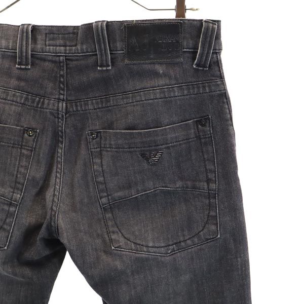 ARMANI JEANS アルマーニジーンズ ストレートデニムパンツ EU30 ブラック系 ジーパン ボタンフライ ストレッチ メンズ