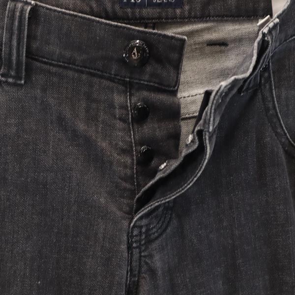 ARMANI JEANS アルマーニジーンズ ストレートデニムパンツ EU30 ブラック系 ジーパン ボタンフライ ストレッチ メンズ