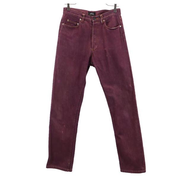 A.P.C. アーペーセー 日本製 赤耳 ストレートデニムパンツ W30 紫 ジーパン ボタンフライ レディース