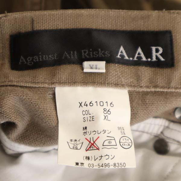 Against All Risks A.A.R アール ストレッチパンツ XL ブラウン系 ボタンフライ メンズ