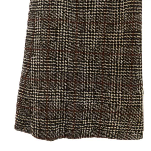 MAX&CO マックスアンドコー ウールブレンド チェック ロングパンツ 38 ブラウン系 サイドジップ レディース