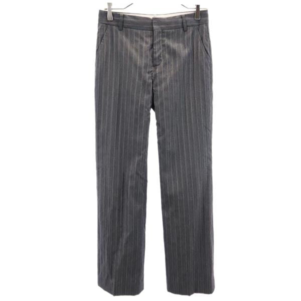 Aquascutum アクアスキュータム ウールブレンド ストライプ柄 スラックスパンツ グレー系 レディース