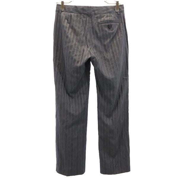 Aquascutum アクアスキュータム ウールブレンド ストライプ柄 スラックスパンツ グレー系 レディース