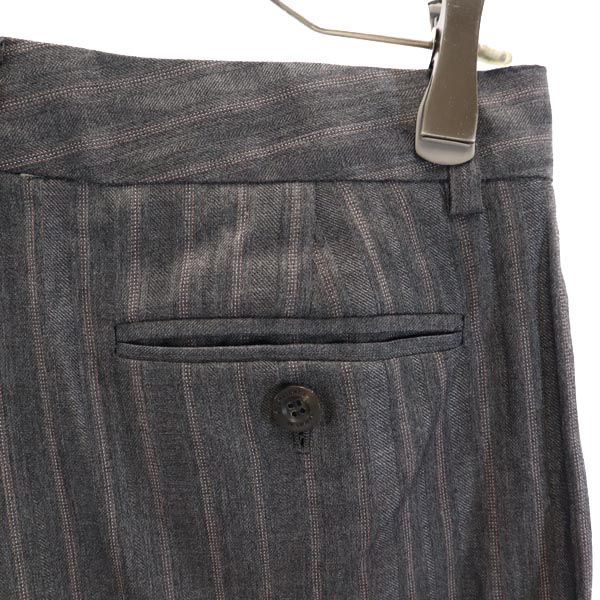 Aquascutum アクアスキュータム ウールブレンド ストライプ柄 スラックスパンツ グレー系 レディース