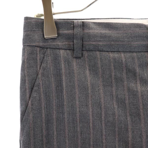 Aquascutum アクアスキュータム ウールブレンド ストライプ柄 スラックスパンツ グレー系 レディース