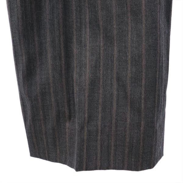 Aquascutum アクアスキュータム ウールブレンド ストライプ柄 スラックスパンツ グレー系 レディース