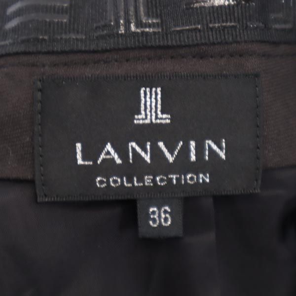LANVIN ランバン 日本製 センタープレス スラックスパンツ 36 ブラック レディース