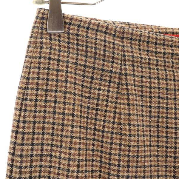 MAX&CO マックスアンドコー イタリア製 ウールブレンド チェック柄 パンツ 36 ブラウン系 レディース