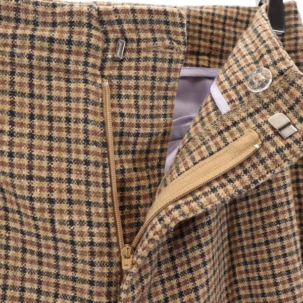 MAX&CO マックスアンドコー イタリア製 ウールブレンド チェック柄 パンツ 36 ブラウン系 レディース