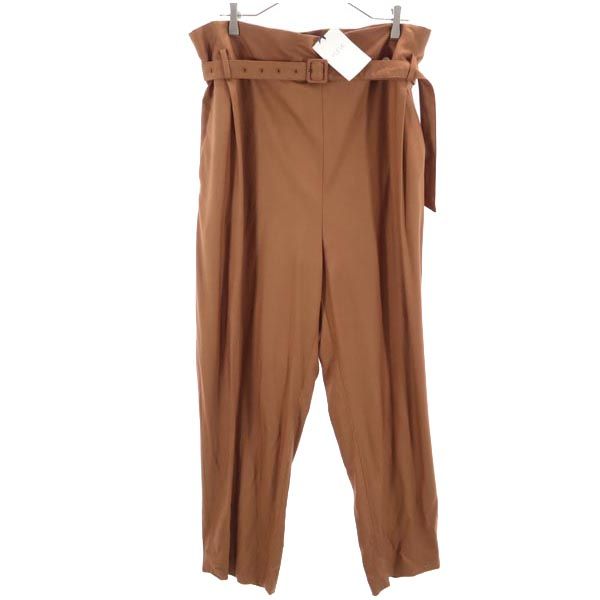 未使用 YLEVE イレーヴ 日本製 ワイド テーパードパンツ 1 ブラウン ベルト付 レディース