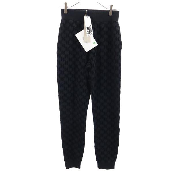 未使用 KARL LAGERFELD カールラガーフェルド 総柄 スウェットパンツ XS ブラック UNISEX ALLOVER KL FLOCK SWEATS メンズ