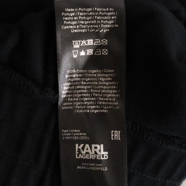未使用 KARL LAGERFELD カールラガーフェルド 総柄 スウェットパンツ XS ブラック UNISEX ALLOVER KL FLOCK SWEATS メンズ